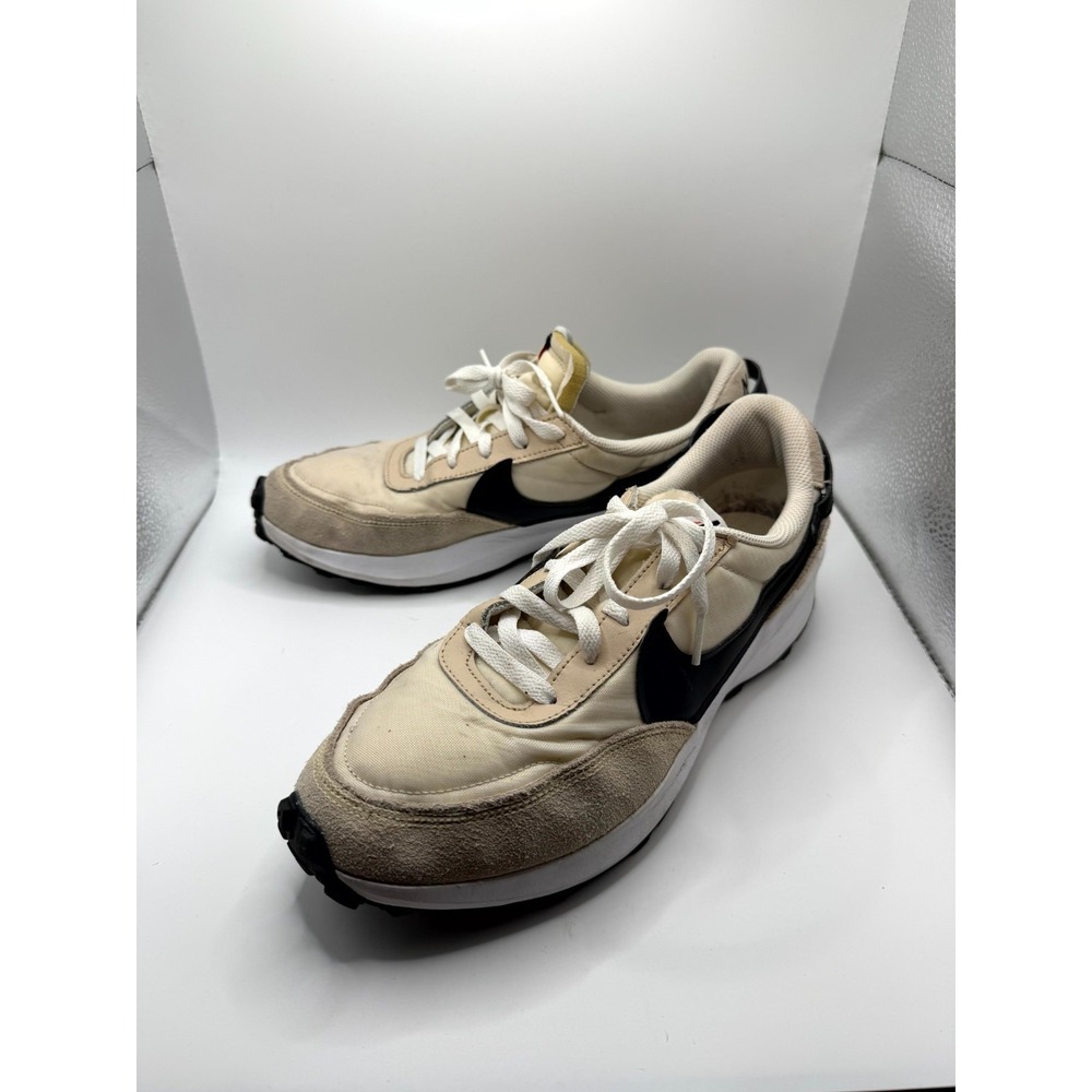 Nike Waffle Debut DH9523-102 Womens 11 Sneaker Sanddrift Black Leather Shoes
